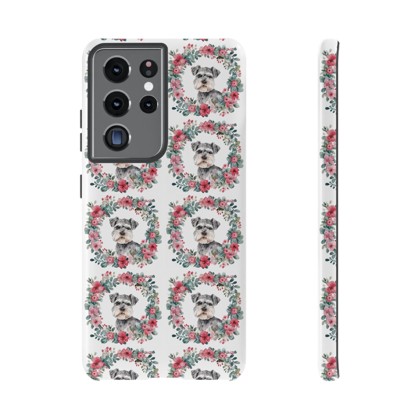 Cute Schnauzer Floral Dog Phone Case - Tough Cases for Pet Lovers