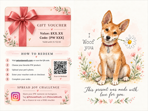Petunia Woof Gift Card + Personalized Greeting Card