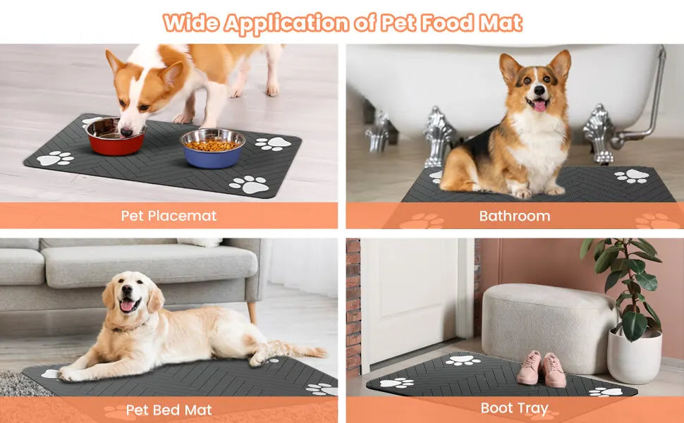 Pet Feeding Mat - Absorbent Placemat - Petunia Woof