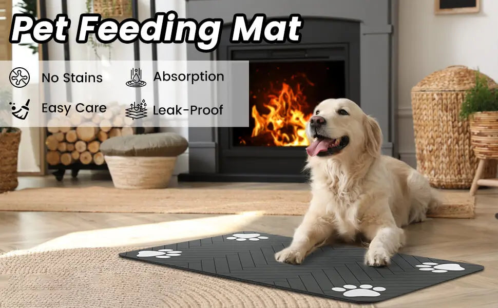 Pet Feeding Mat - Absorbent Placemat - Petunia Woof