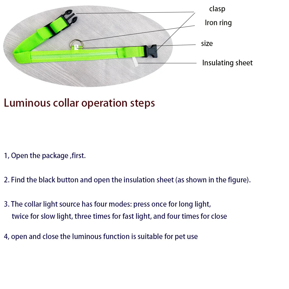 Luminous Fluorescent Pet Dog Collar - Petunia Woof