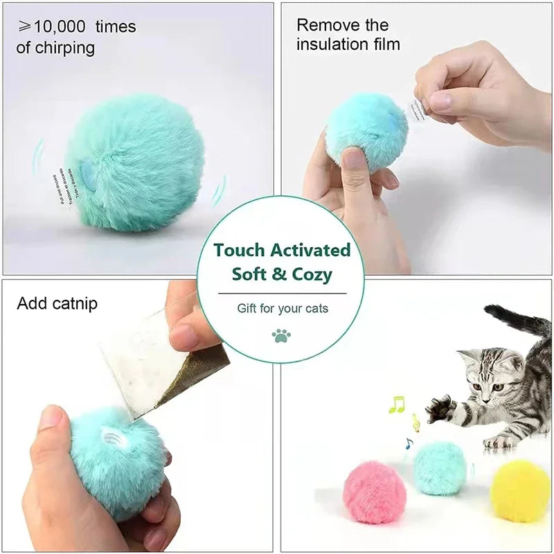 Electric Pet Squeak Toy Ball - Smart Cat Toys Plush - Petunia Woof